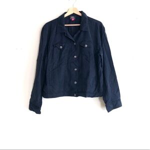 Vince Camuto Solid long sleeved Button down Jacket 
dark navy Large